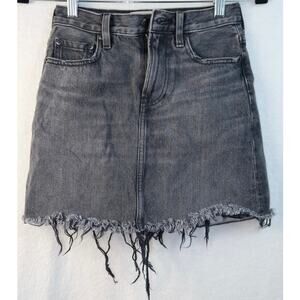 Everlane The Denim Skirt Size 23 Washed Black Raw Hem Cotton A line Short